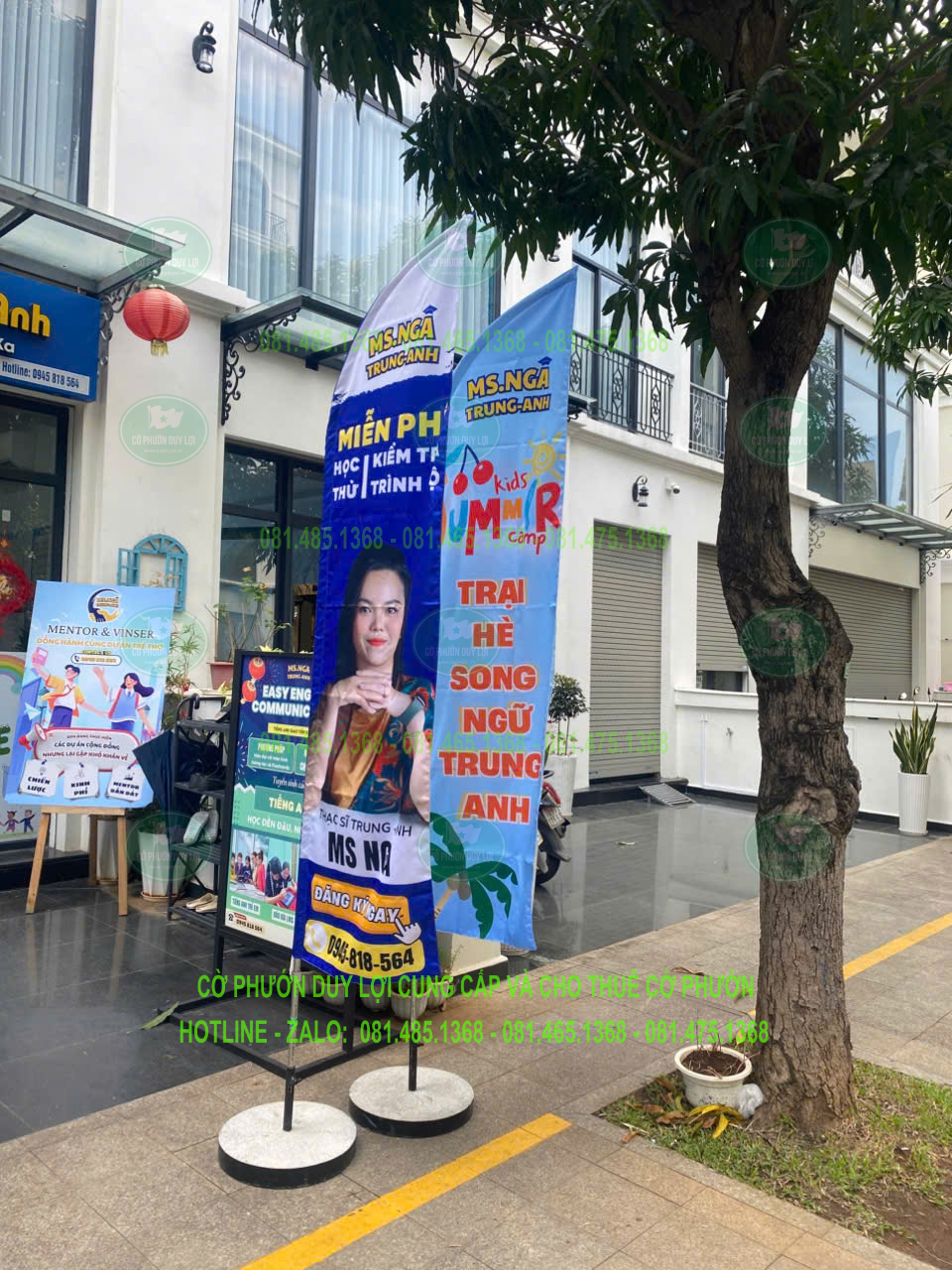 Mẫu cờ phướn cánh buồm Trung tâm Ms Nga