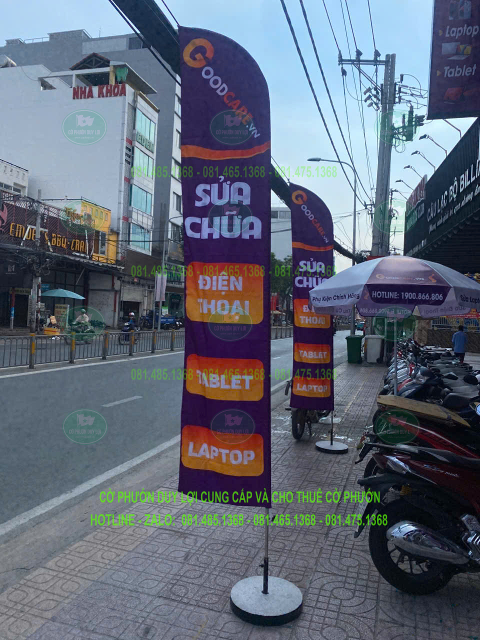 Mẫu cờ phướn cánh buồm Good Care