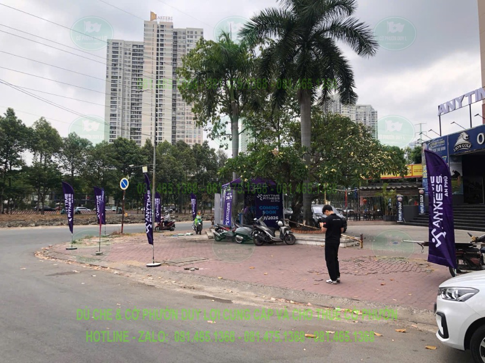 Cờ tím Anytime Fitness An Phú bố trí quanh khu vực mặt tiền